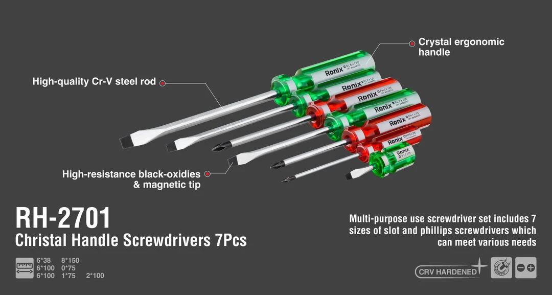 ست 7 عددی پیچگوشتی معمولی مشتی RH-2701 رونیکس