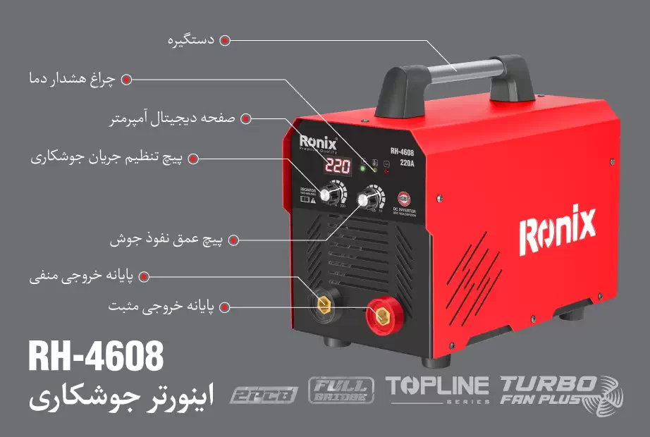 ویژگی‌های اینورتر جوشکاری RH-4608 رونیکس